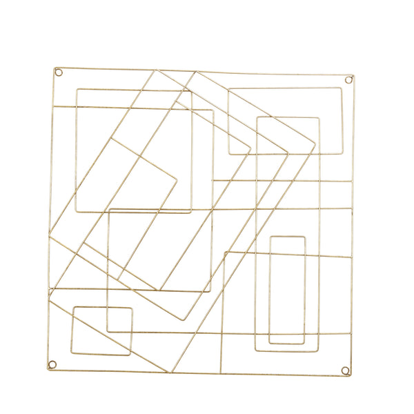 benzara Contemporary Style Square Frame Metal Wall Decor Gold - BM206733