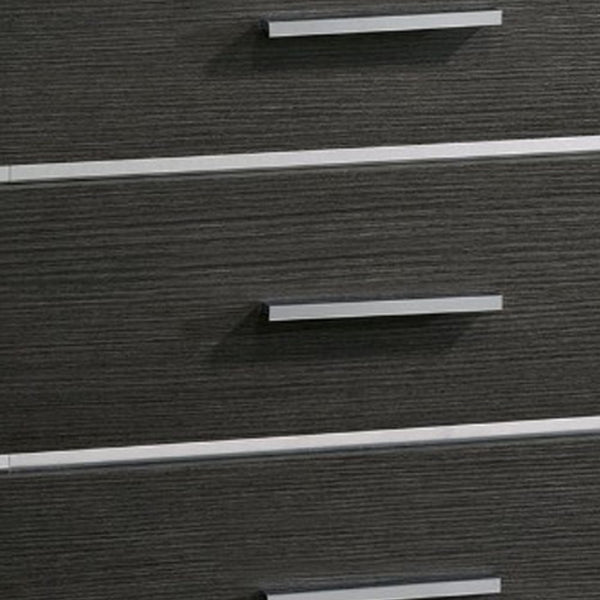 Benzara Contemporary Style Three Drawers Wooden Nightstand With Bar Handles Dark Gray - BM187236