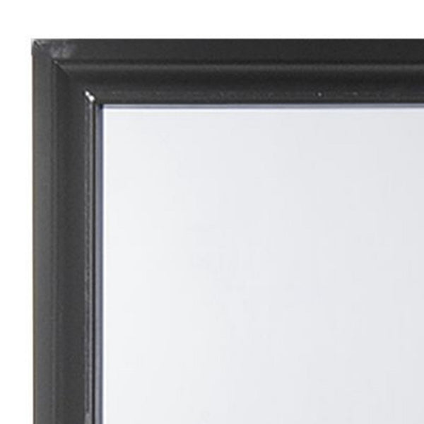 Benzara Contemporary Style Wooden Mirror With Raised Frame Black - BM205585
