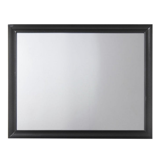 Benzara Contemporary Style Wooden Mirror With Raised Frame Black - BM205585