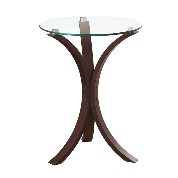 Benzara Contemporary Wood Accent Table Tempered Glass Top Brown Clear - BM160136