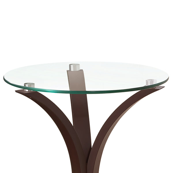 Benzara Contemporary Wood Accent Table Tempered Glass Top Brown Clear - BM160136