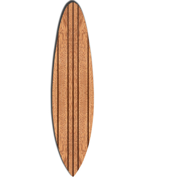 benzara Contemporary Wooden Surfboard Wall Art with Block Stripe Print Brown - BM220219