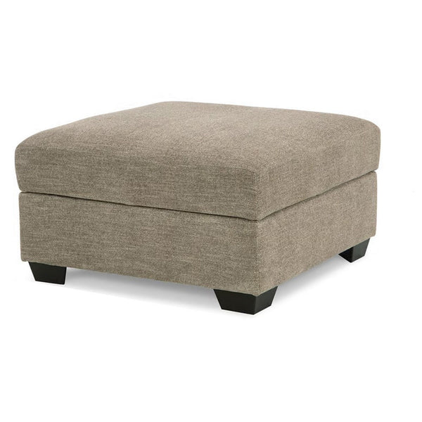 Benzara Croi Ottoman 36 Inch Hidden Storage With Cup Holders Taupe Gray -BM331705