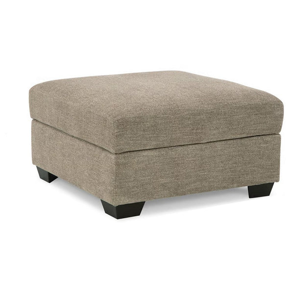 benzara Croi Ottoman 36 Inch Hidden Storage with Cup Holders Taupe Gray -BM331705
