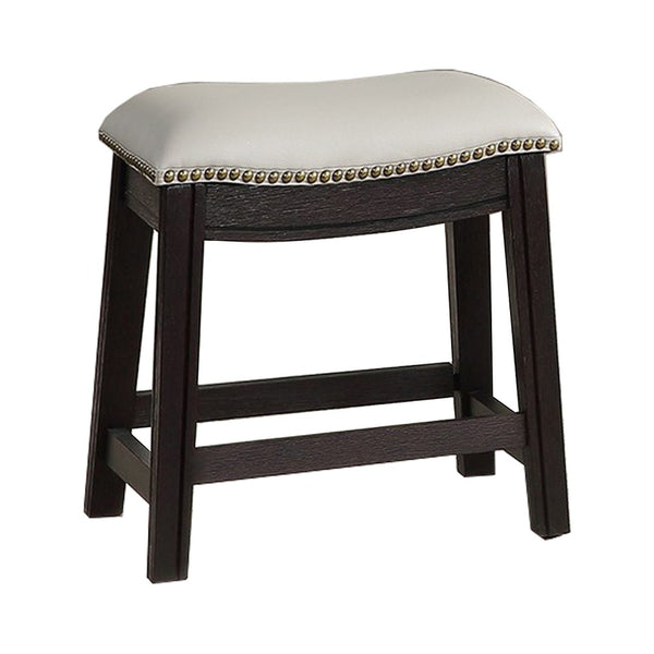 Benzara Curved Leatherette Stool With Nailhead Trim Set Of 2 Gray - BM232001