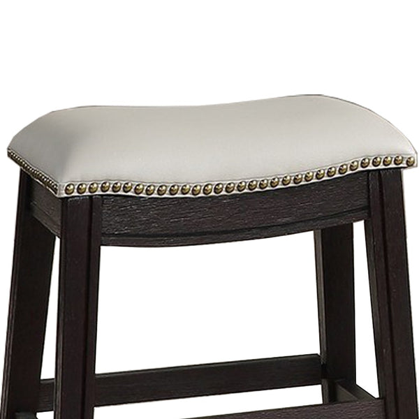 Benzara Curved Leatherette Stool With Nailhead Trim Set Of 2 Gray - BM232001