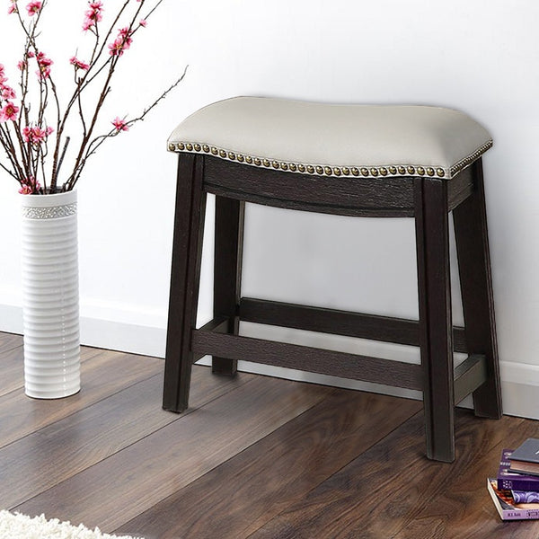 benzara Curved Leatherette Stool with Nailhead Trim Set of 2 Gray - BM232001