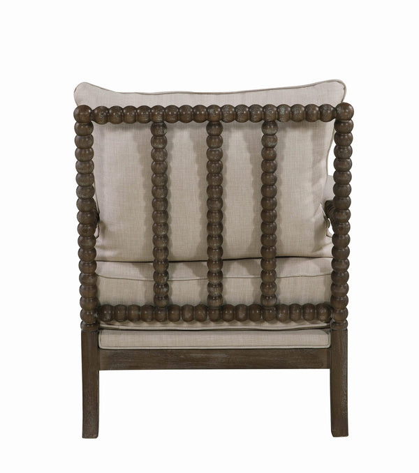 Benzara Cushioned Back Fabric Upholstered Spindle Accent Chair Beige And Brown - BM205459