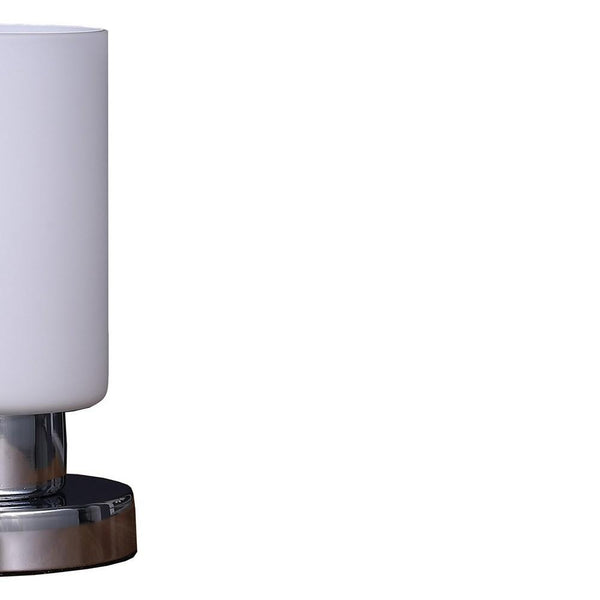 Benzara Cylindrical Glass Shade Table Lamp With Touch Switch White - BM233919