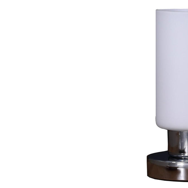 Benzara Cylindrical Glass Shade Table Lamp With Touch Switch White - BM233919