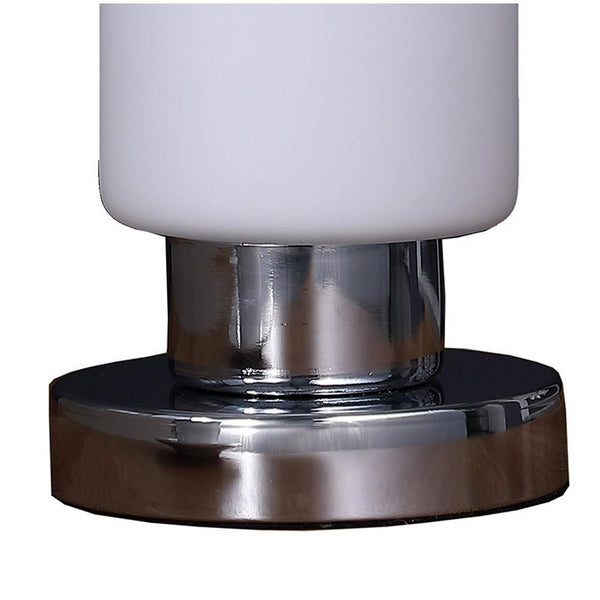 Benzara Cylindrical Glass Shade Table Lamp With Touch Switch White - BM233919