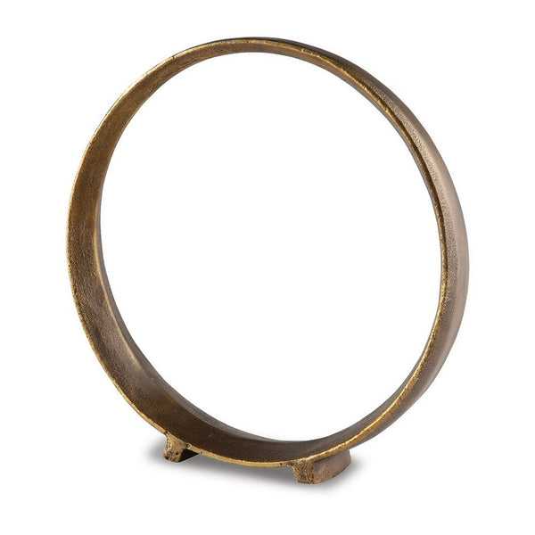 Benzara Dalie Sculpture Round Metal Accent Tabletop Size 14 Inch Bronze -BM327757