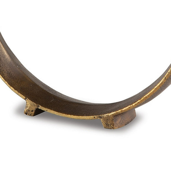 Benzara Dalie Sculpture Round Metal Accent Tabletop Size 14 Inch Bronze -BM327757