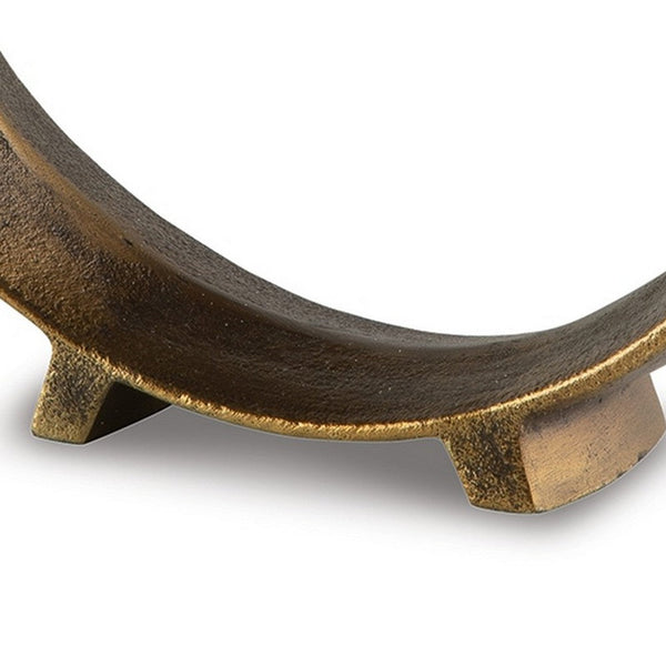 Benzara Dalie Sculpture Round Metal Accent Tabletop Size 12 Inch Bronze -BM327756