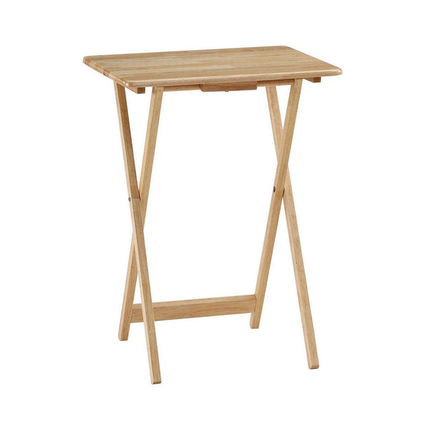 Benzara Dany 4pc TV Tray Table Set With Stand Brown Asian Hardwood 31 Inch -BM329179