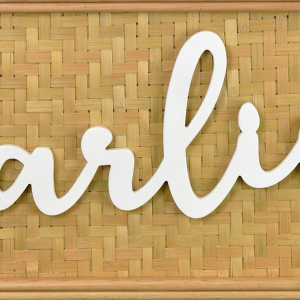 Benzara Darling Wall Decor Sign 28 Inch Brown Wood Background White -BM324547