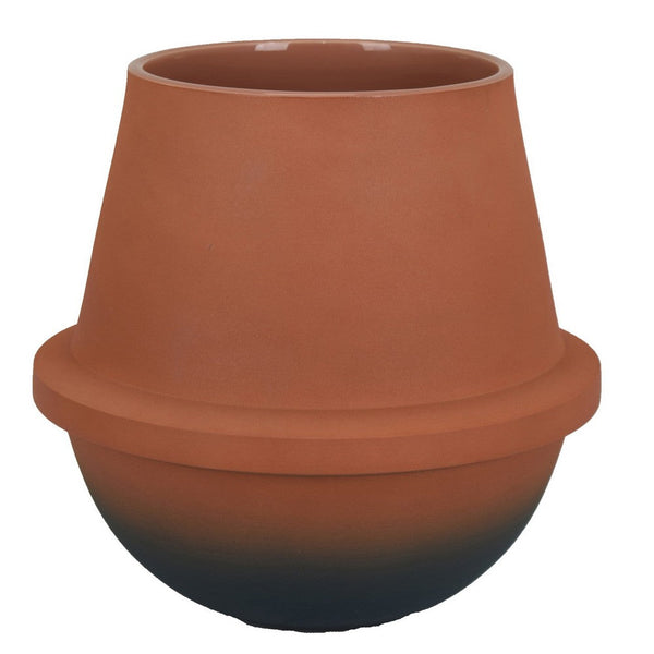 Benzara Decorative Flower Vase Terracotta Inspired Orange Ceramic 10 Inch -BM330971