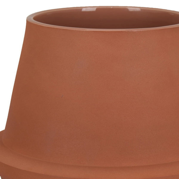 Benzara Decorative Flower Vase Terracotta Inspired Orange Ceramic 10 Inch -BM330971