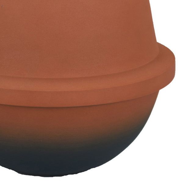 Benzara Decorative Flower Vase Terracotta Inspired Orange Ceramic 10 Inch -BM330971