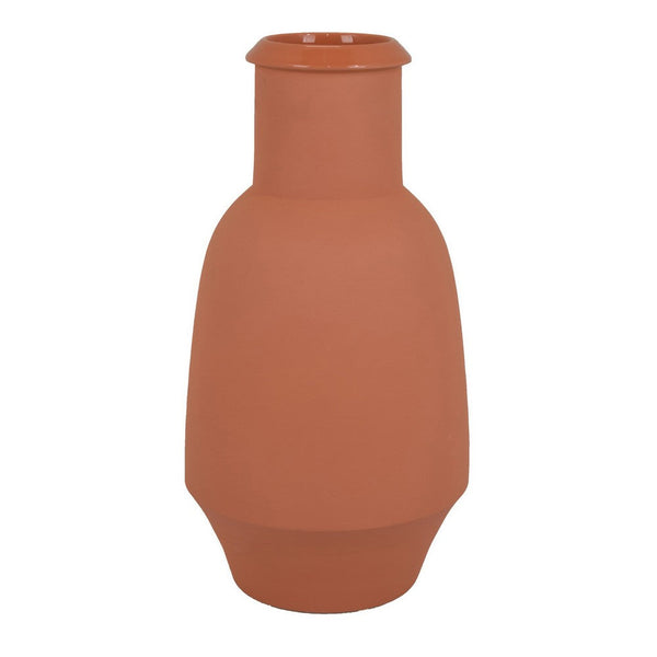 Benzara Decorative Flower Vase Terracotta Inspired Orange Ceramic 15 Inch -BM330972