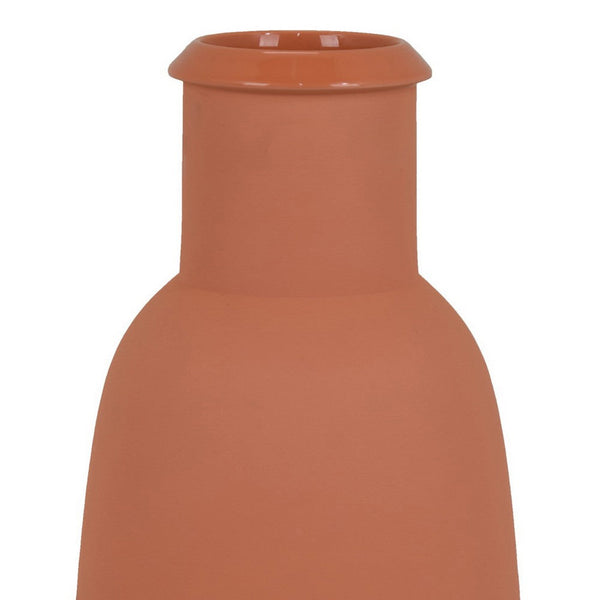 Benzara Decorative Flower Vase Terracotta Inspired Orange Ceramic 15 Inch -BM330972