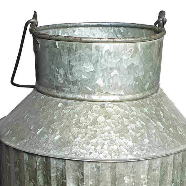 Benzara Decorative Flowers And Plants Metal Can With Handle Gray - BM195134