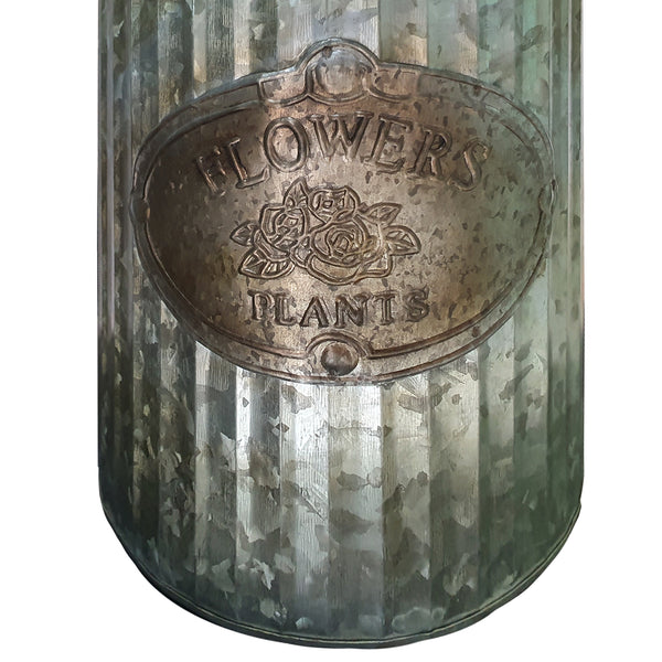 Benzara Decorative Flowers And Plants Metal Can With Handle Gray - BM195134