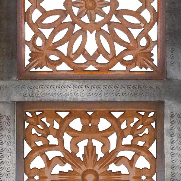 Benzara Decorative Mango Wood Wall Panel With Cutout Flower Pattern Brown - BM01889