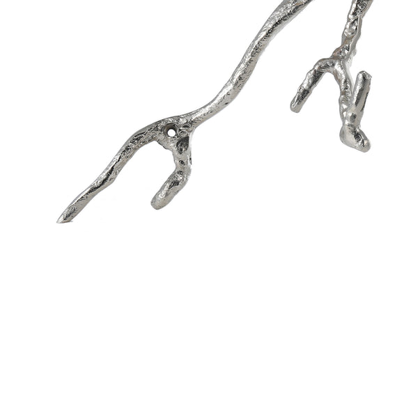 Benzara Decorative Wall Hook Branch Shaped With Birds Apogee Silver And Gold - BM200603