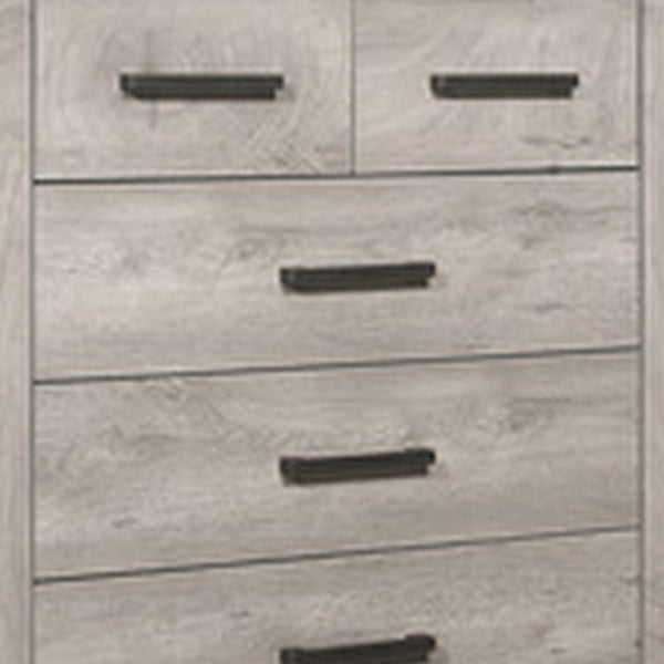 Benzara Deena 49 Inch 6 Drawer Tall Dresser Chest With Metal Handles Light Gray - BM295549