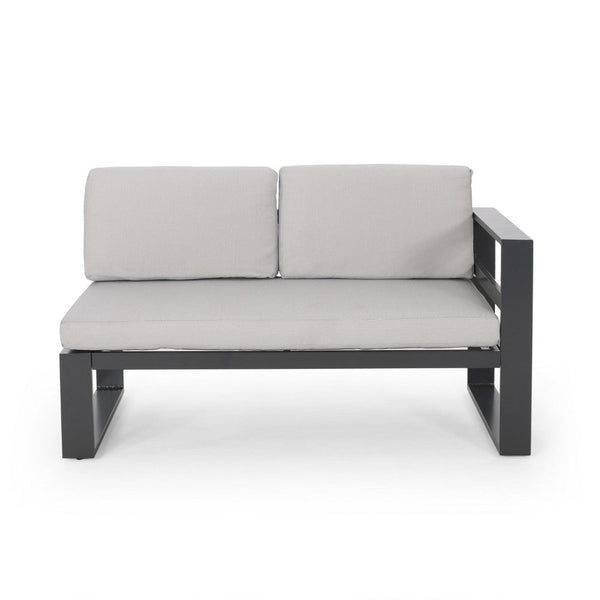Benzara Devy 2pc Outdoor Left And Right Arm Sofa Set White Gray Metal -BM335170