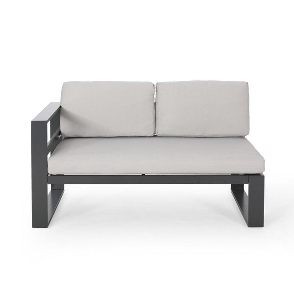 Benzara Devy 2pc Outdoor Left And Right Arm Sofa Set White Gray Metal -BM335170