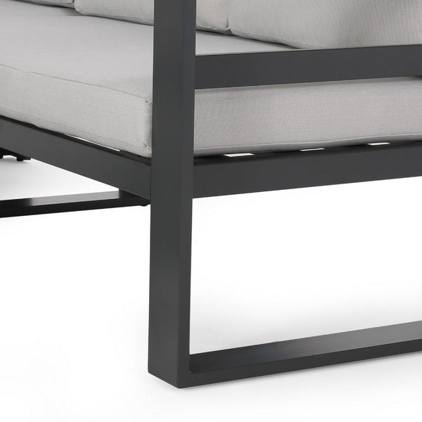 Benzara Devy 2pc Outdoor Left And Right Arm Sofa Set White Gray Metal -BM335170