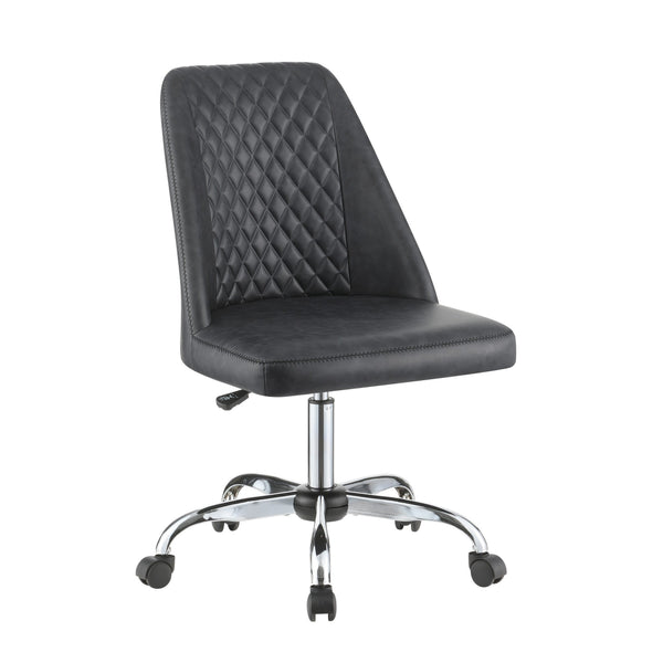 benzara Diamond Pattern Stitched Leatherette Office Chair with Star Base Gray - BM230364