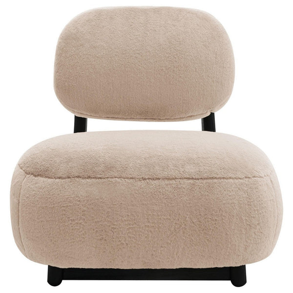 Benzara Diasa Armless Accent Chair Camel Brown Fabric Thick Foam Cushions -BM329635