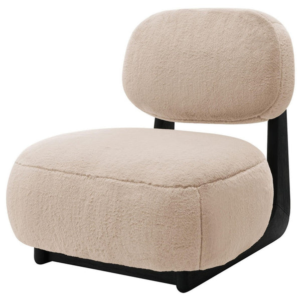 Benzara Diasa Armless Accent Chair Camel Brown Fabric Thick Foam Cushions -BM329635