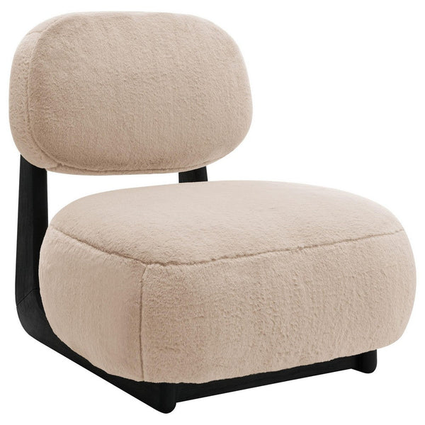 benzara Diasa Armless Accent Chair Camel Brown Fabric Thick Foam Cushions -BM329635