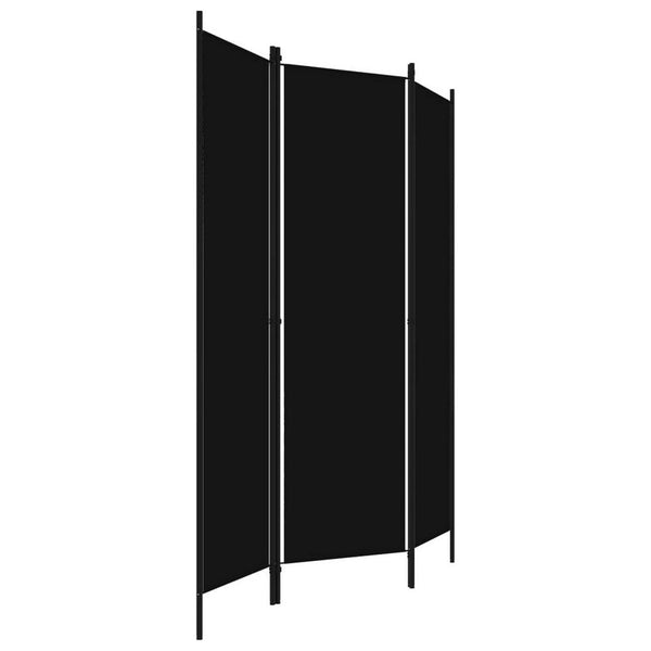 Benzara Dina 3 Panel Room Divider Screen Black Fabric And Iron 71 Inch -BM325850