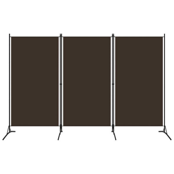 Benzara Dina 3 Panel Room Divider Screen Brown Fabric Black Iron 102 Inch -BM326420