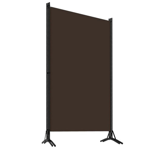 Benzara Dina 3 Panel Room Divider Screen Brown Fabric Black Iron 102 Inch -BM326420