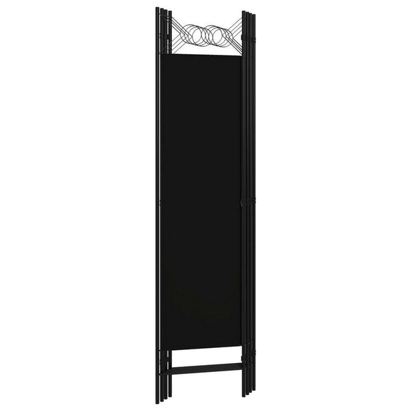 Benzara Dina 4 Panel Room Divider Screen Black Fabric Iron Frame 63 Inch -BM326441