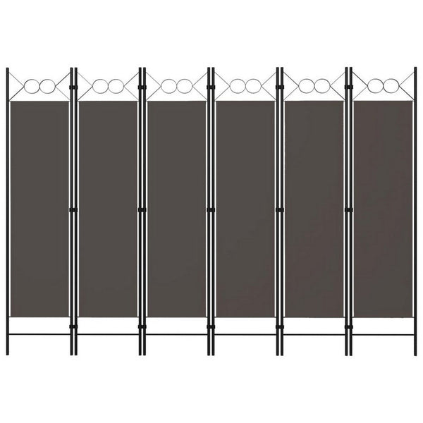 Benzara Dina 6 Panel Folding Room Divider Screen Dark Gray Black 95 Inch -BM326394