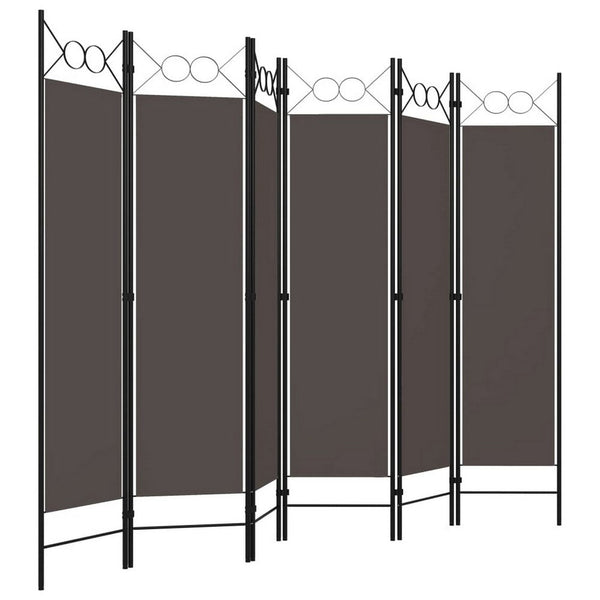 Benzara Dina 6 Panel Folding Room Divider Screen Dark Gray Black 95 Inch -BM326394