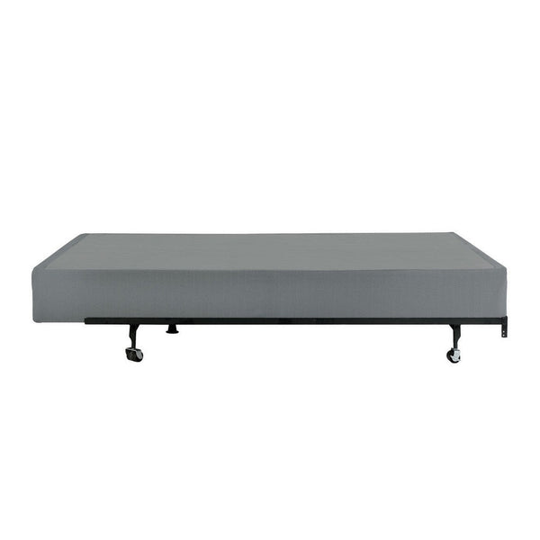 Benzara Dio 9 Inch Full Size Mattress Foundation Base Polyester Metal Frame - BM286444