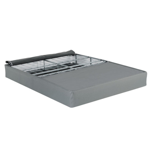 Benzara Dio 9 Inch Full Size Mattress Foundation Base Polyester Metal Frame - BM286444