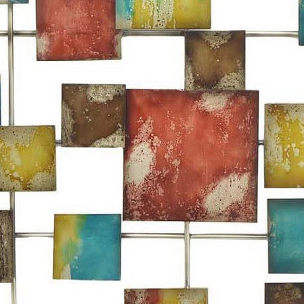 Benzara Dobi 36 Inch Wall Decor Multiple Square Accents Multicolored Design - BM310148