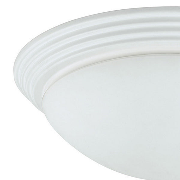Benzara Dome Shaped Glass Ceiling Lamp With Hardwired Switch White And Clear - BM220713