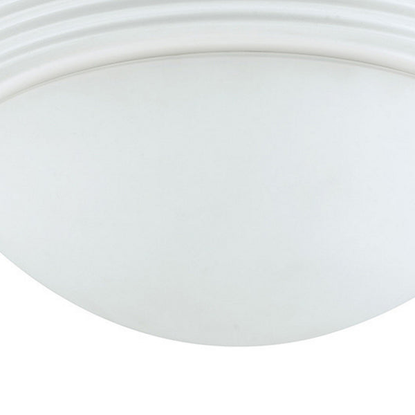 Benzara Dome Shaped Glass Ceiling Lamp With Hardwired Switch White And Clear - BM220713