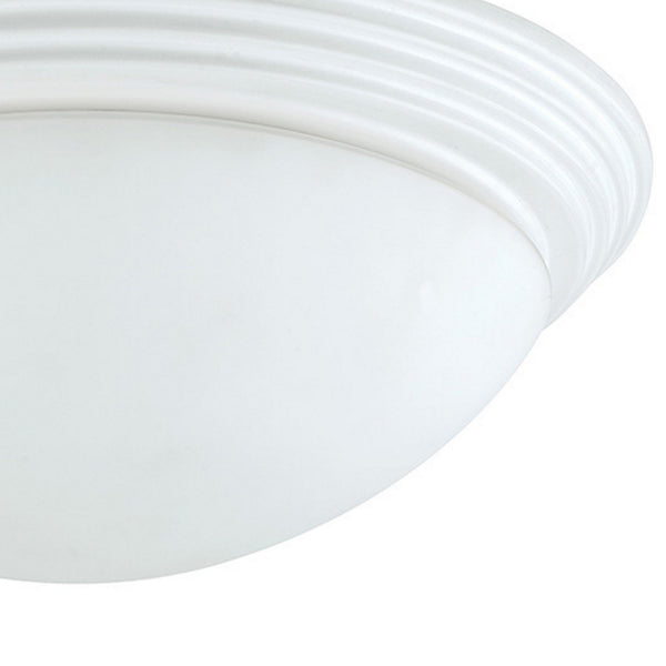 Benzara Dome Shaped Glass Ceiling Lamp With Hardwired Switch White And Clear - BM220713